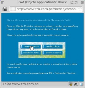 Movistar engaña a los usuarios de su servicio web de envio de SMS